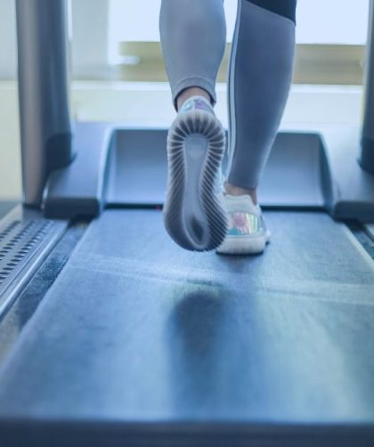 person walking on a treadmill