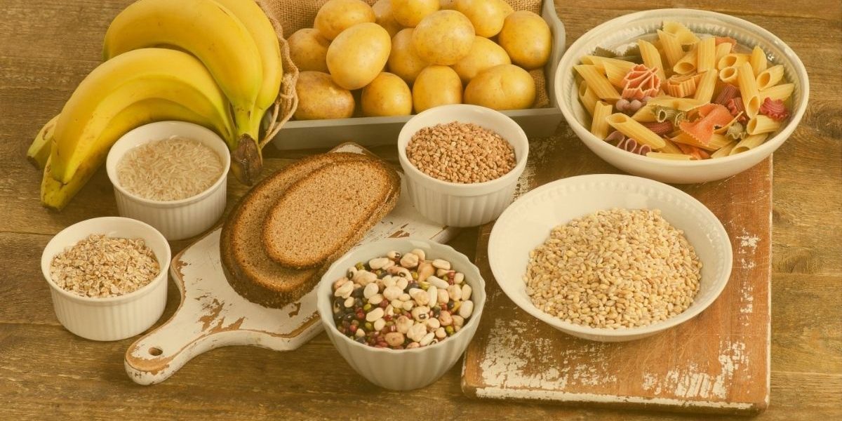 bowls of resistance starch sources: potatoes, pasta, rice,bananas, legumes, and oats